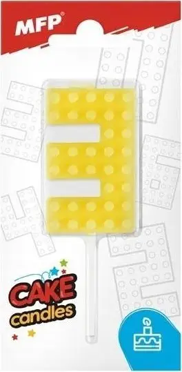 Qiri dekorativ Birthday Candle Blocks, numri 3, i verdhë