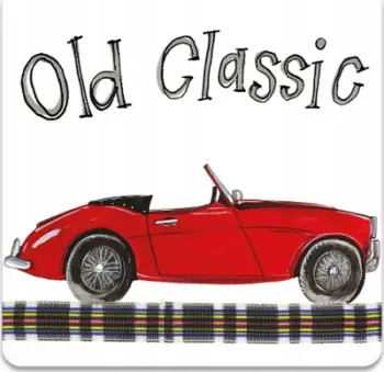 Magnet frigoriferi Classic Car Old Classic, 60x60mm, veturë e kuqe klasike