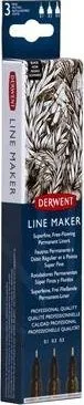 Set stilolapsash fineline Derwent, 3 copë, majë e hollë, të zinj - 3