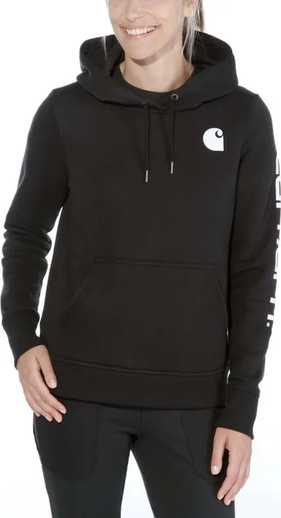 Bluza me kapuç Carhartt Clarksburg Graphic Sleeve, pambuk poliestër, madhësia S, portokalli - 3