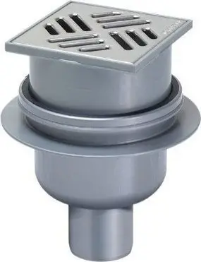 Trap dyshemeje Kessel Sewage Grating Floor Drain, 100x100 mm, dalje vertikale, gri