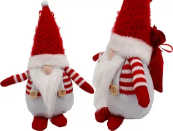 Figurine dekorative Saska Santa Claus me thes dhuratash, 25cm, e bardhë