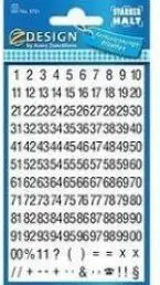 Set letra ngjitëse me numra Avery Zweckform