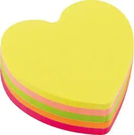 Bllok fletësh ngjitëse D.rect Heart, 70 x 70mm, 400 fletë, shumëngjyrësh