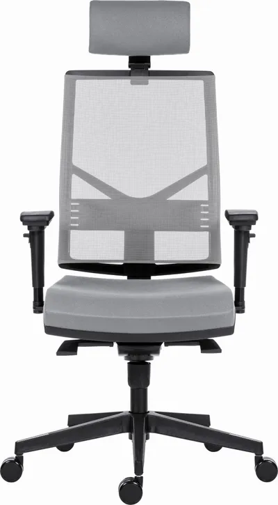 Karrige zyre ergonomike Powerton ERGO MARIE, mbështetëse rrjetë, krahë 3D, gri e çelët - 1