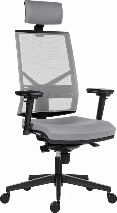 Karrige zyre ergonomike Powerton ERGO MARIE, mbështetëse rrjetë, krahë 3D, gri e çelët - 2