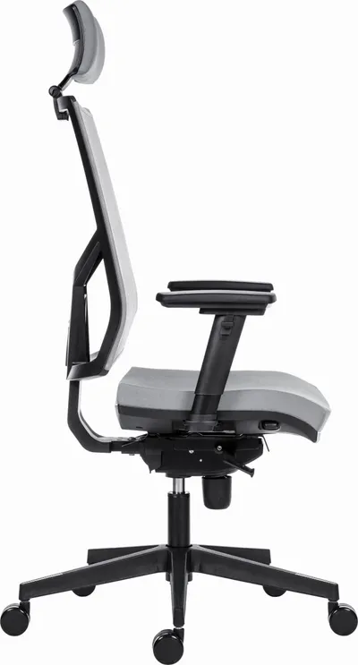 Karrige zyre ergonomike Powerton ERGO MARIE, mbështetëse rrjetë, krahë 3D, gri e çelët - 3