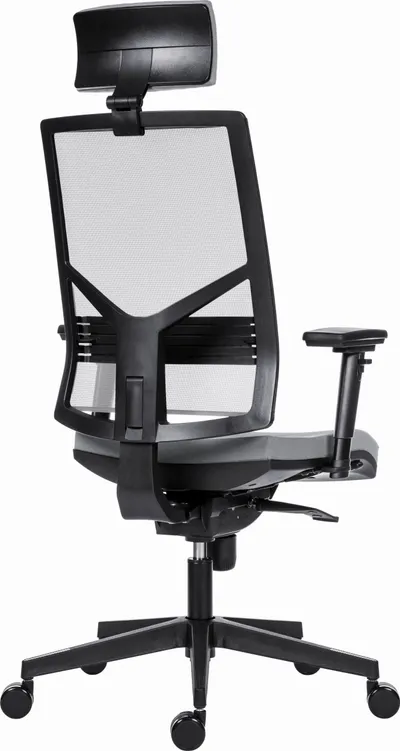 Karrige zyre ergonomike Powerton ERGO MARIE, mbështetëse rrjetë, krahë 3D, gri e çelët - 4