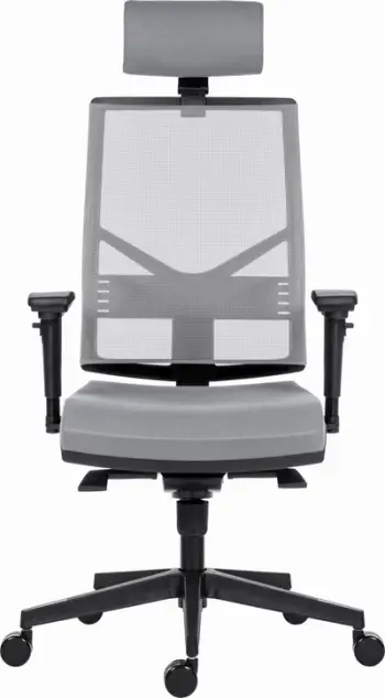 Karrige zyre ergonomike Powerton ERGO MARIE, mbështetëse rrjetë, krahë 3D, gri e çelët