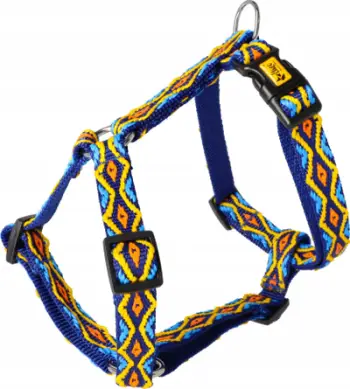 Shk harness për qen DINGO Guard Winnetou Blue, dy rripa, madhësia L 54-100 cm, blu shumëngjyrësh
