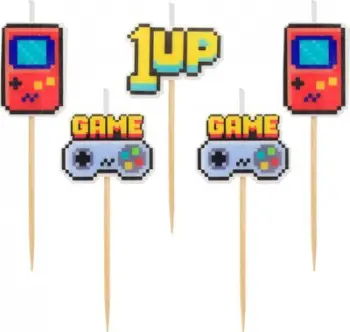 Qirinj dekorativë Godan Game On Pick, set 5 copë, temë gaming, shumëngjyrësh