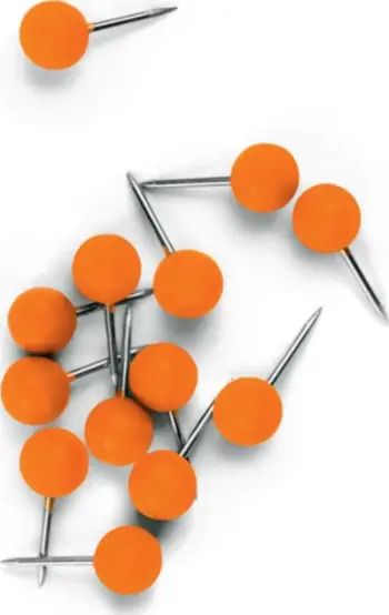 Gozhda për tabela Nobo Board Pins, 13mm, 100 copë, portokalli