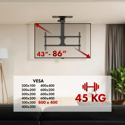 Mbajtëse tavani Maclean Electric, për TV 43"-86", 45kg, me telekomandë - 10