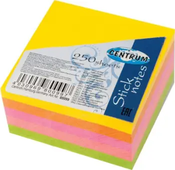 Fletëngjitëse vetëngjitëse Centrum, 51x51mm, 250 fletë, neon