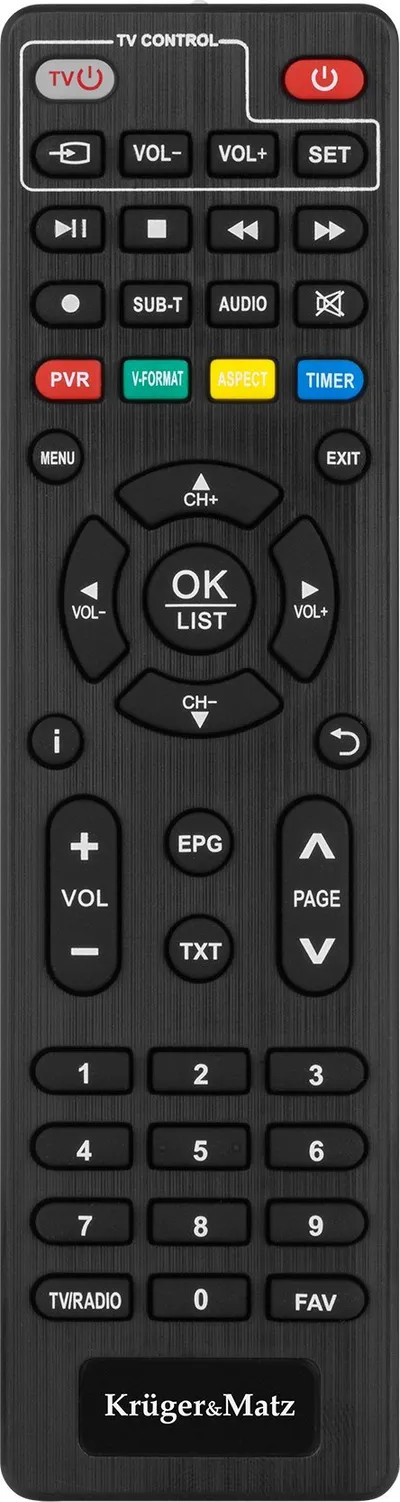 Telekomandë KM0550D për tuner DVB T2, zëvendësuese, e zezë - 1