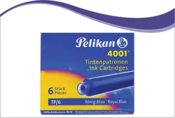 Fishekë boje Pelikan për stilolapsa, 6 copë, të zeza