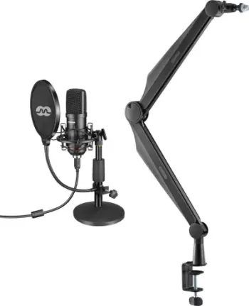 Mikrofon gaming Mozos MKIT-900PRO USB, set studio me krah 80 cm, i zi