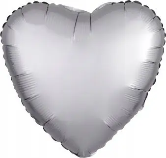 Balonë zemër dekorative Silver Lustre Foil, 43cm, ngjyrë argjendi satin