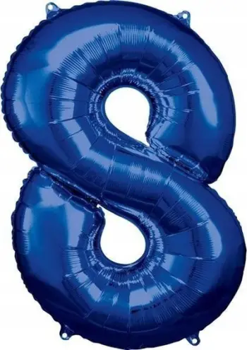 Balon folie Riethmüller numri 8, 53x83cm, mbushje me helium ose ajër, blu