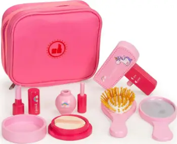 Set lodrash kozmetike EcoToys Beauty Set Cosmetic Bag, 6 aksesorë, prej druri, për fëmijë