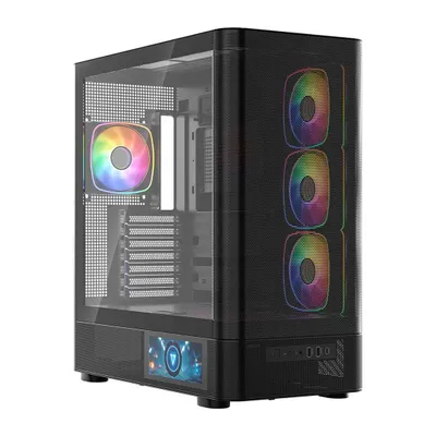 Kuti gaming MODECOM Volcano AQ400 ARGB, MIDI Tower, 4 ventilatorë ARGB, e zezë - 2