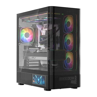 Kuti gaming MODECOM Volcano AQ400 ARGB, MIDI Tower, 4 ventilatorë ARGB, e zezë - 12