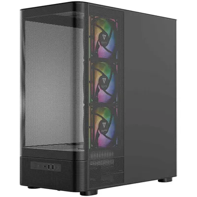 Kuti gaming MODECOM Volcano AQ400 ARGB, MIDI Tower, 4 ventilatorë ARGB, e zezë - 7