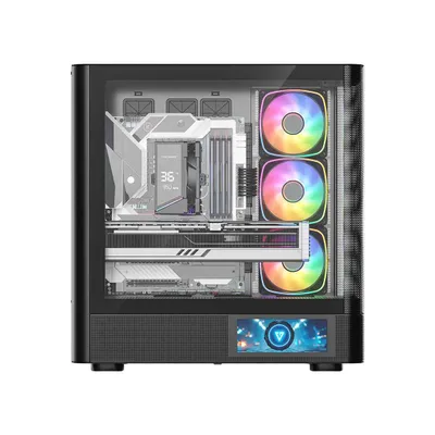 Kuti gaming MODECOM Volcano AQ400 ARGB, MIDI Tower, 4 ventilatorë ARGB, e zezë - 8