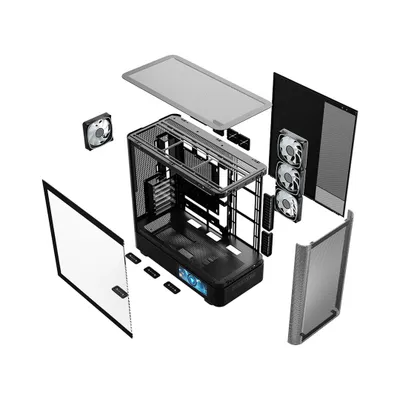 Kuti gaming MODECOM Volcano AQ400 ARGB, MIDI Tower, 4 ventilatorë ARGB, e zezë - 10