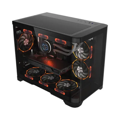 Kullof PC 1st Player UV6, cube tower, Micro ATX, e zezë - 1