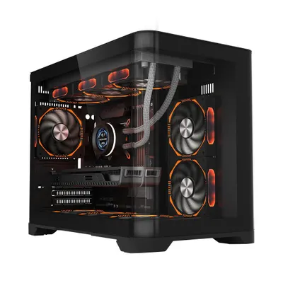 Kullof PC 1st Player UV6, cube tower, Micro ATX, e zezë - 4