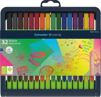 Stilolapsa Fineliner Schneider Line-Up, 32 copë, 0.4 mm, shumëngjyrësh