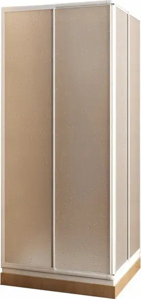 Kabinë dushi këndore, 80x80 cm, 165 cm, panele gjysmë transparente, profil i bardhë