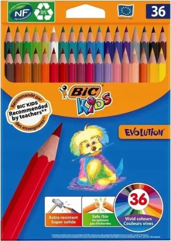Lapsa me ngjyra BIC Kids Evolution, set 36 copë, shumëngjyrëshe