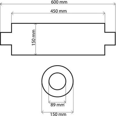 Silenciator qendror TurboWorks RS 304SS, 89mm, 450mm, inox - 4