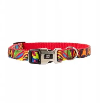Qafore për qen Barry King Picasso, 10mm, 18-30cm, e kuqe shumëngjyrëshe