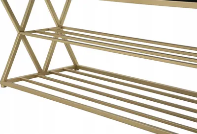 Stol këpucësh Velvet Classic, 120x40x45 cm, metal i artë, ulëse e zezë - 5