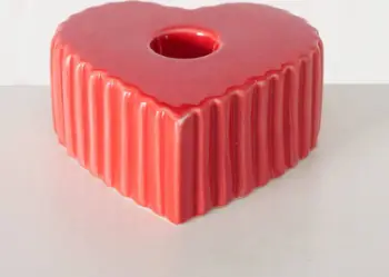 Mbajtëse qirinjtësh Boltze Home Anima, qeramike, 4 x 9 cm, e kuqe