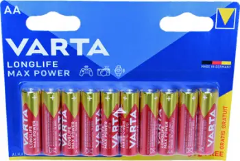 Bateritë alkaline Varta Longlife Max Power AA, 1.5V, paketim 10 copë