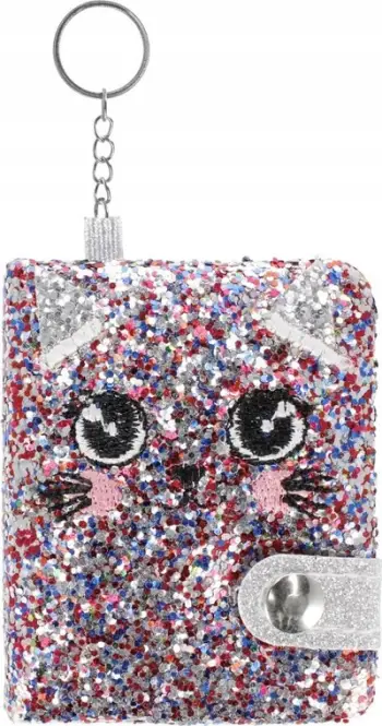 Fletore me varëse çelësash STARPAK Notes Keychain Cat 526037, format i vogël, me mace, me shkëlqim