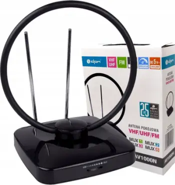 Antena e brendshme DPM AV1000N, DVB T2 FM VHF UHF, 42 dB, filtër LTE, e zezë