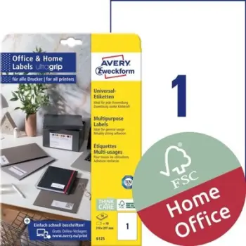 Etiketa universale Avery Zweckform 6125, A4 210x297mm, letër ngjitëse, të bardha