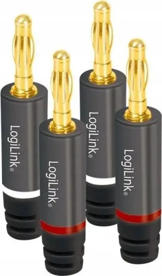 Konektorë banana LogiLink CA1212, set 4 copë, 4 mm², gri