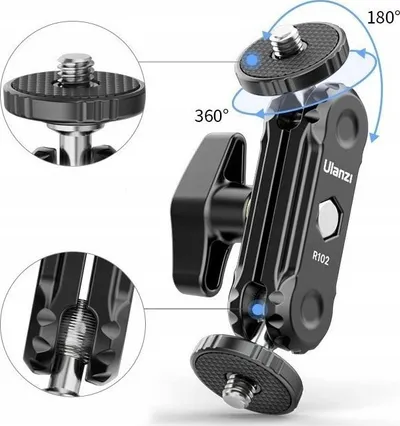Krah montimi Ulanzi R102 Magic Arm, 9 cm, 2x filetë 1/4", i zi - 5