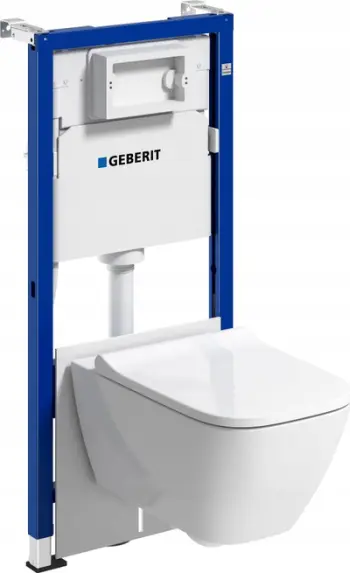 Set kornizë WC Geberit Duofix Basic Smyle Square, Rimfree, soft close, e bardhë