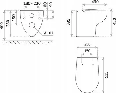 WC i varur Canaria CE-MW-102-RIM, rimless, ulëse polipropileni soft close, i bardhë - 2