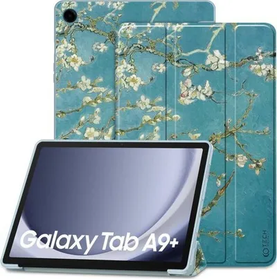 Mbrojtëse tablet Tech-Protect Smartcase Sakura për Galaxy Tab A9+ 11", me qëndrim, me zgjim automatik, blu me lule - 1