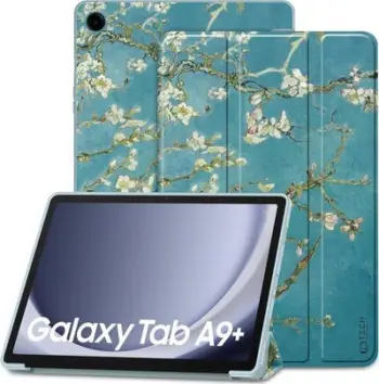 Mbrojtëse tablet Tech-Protect Smartcase Sakura për Galaxy Tab A9+ 11", me qëndrim, me zgjim automatik, blu me lule