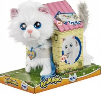 Lodër interaktive AniMagic Goliath Kitten Mimi, kotele që ecën dhe mjaullin, me zinxhir blu