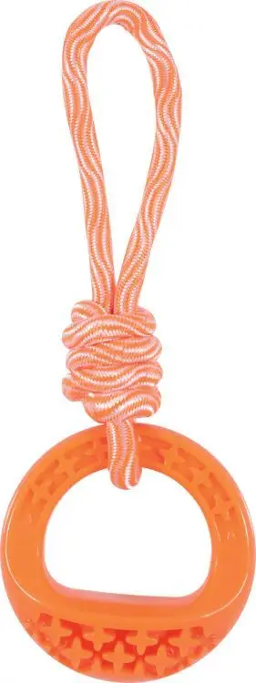 Lodër për qen Zolux TPR Toy Samba Round, me litar, 26 cm, portokalli